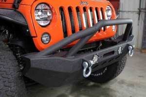 Jeep Wrangler Unlimited Front Winch Bumper - Fishbone Offroad - Full Width with LEDs - Black textured powder coat - `07-`18